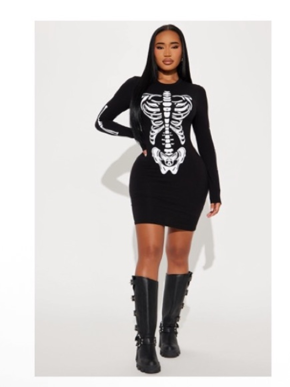 New Fashion Nova Black Creepin' It Real Skeleton Mini Dress XS